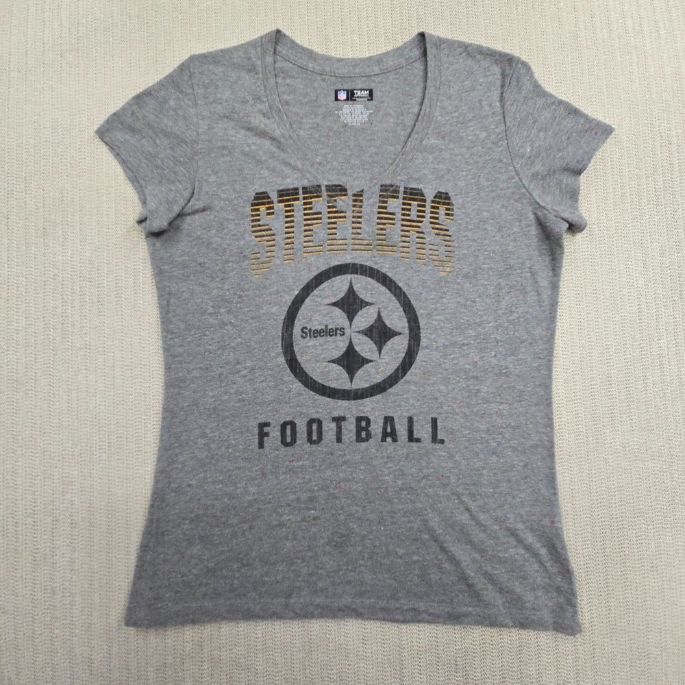 Pittsburgh‎ Steelers Shirt Womens XL Gray V-Neck NFL Football Team Apparel - Picture 2 of 8